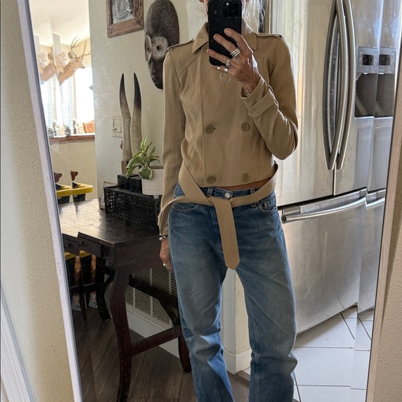 Super cute cropped trench coat rustic raw edge - Picture 8 of 10